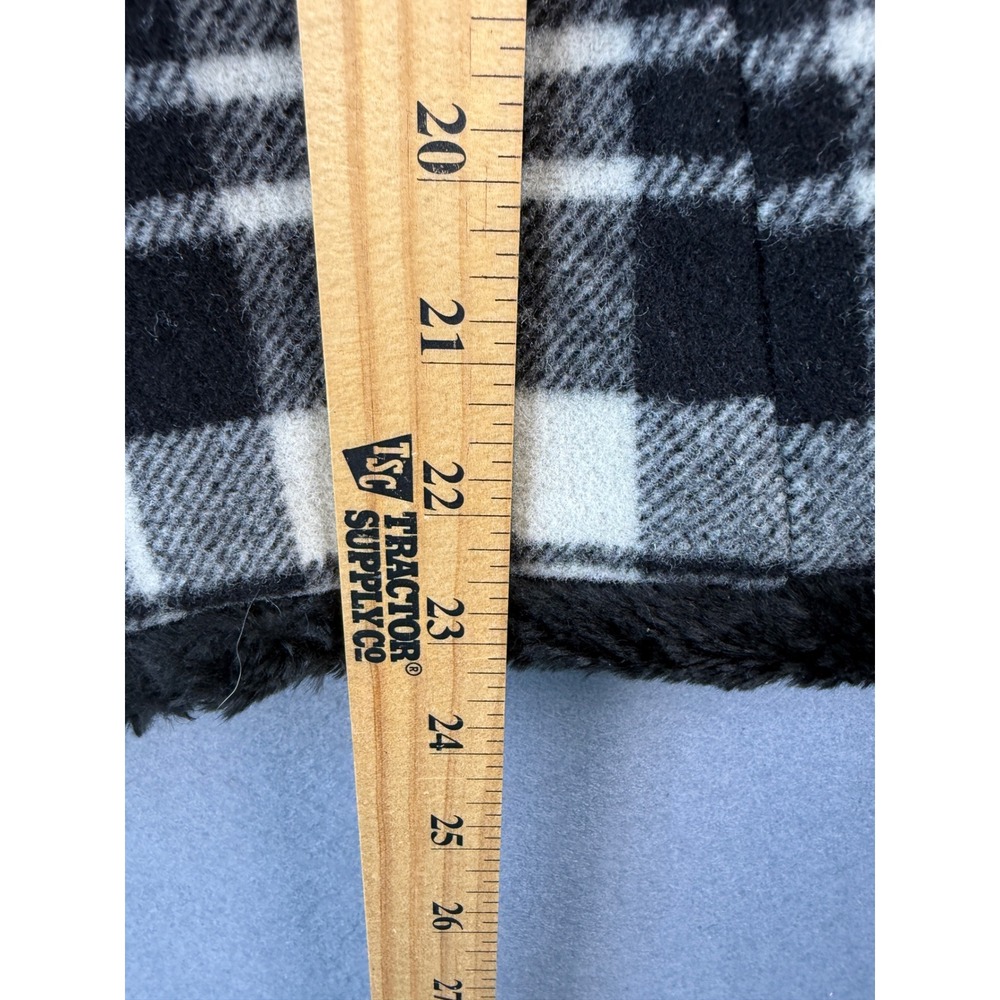 Woolrich Womens Small Black White Plaid Faux Fur Lined Full Zip Fleece Vest - Picture 3 of 4